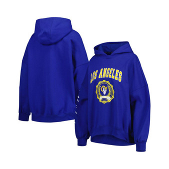 Women's Royal Los Angeles Rams Becca Drop Shoulder Pullover Hoodie