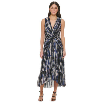 Women's Printed Twist-Front Fit & Flare Dress