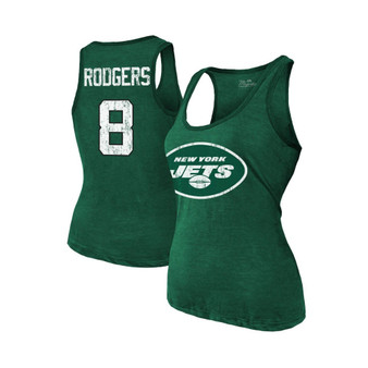 Women's Threads Aaron Rodgers Green New York Jets Player Name and Number Tri-Blend Tank Top