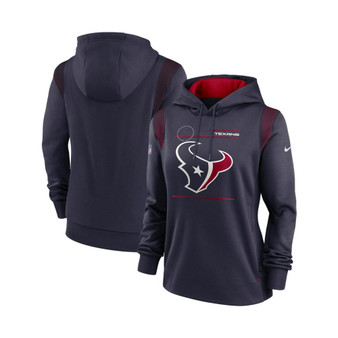 Women's Navy Houston Texans Sideline Performance Pullover Hoodie