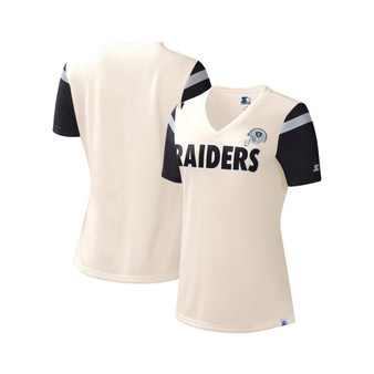 Women's White Las Vegas Raiders Kick Start V-Neck T-shirt