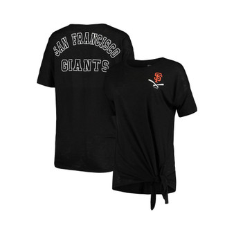 Women's Black San Francisco Giants Slub Jersey Scoop Neck Side Tie T-shirt