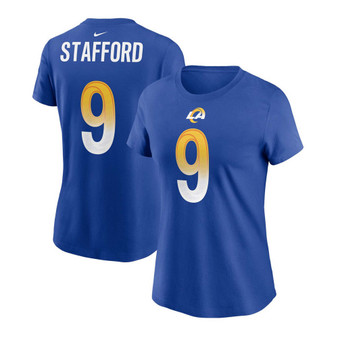 Women's Matthew Stafford Royal Los Angeles Rams Name Number T-shirt