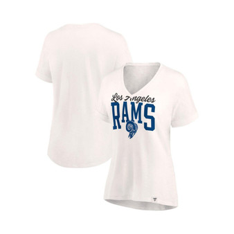 Women's Branded Oatmeal Los Angeles Rams Motivating Force V-Neck T-shirt