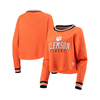 Women's Orange Clemson Tigers Cali Cozy Raglan Crop Pullover Sweatshirt
