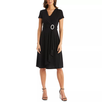 Petite Rhinestone-Buckle Dress