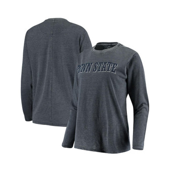 Women's Navy Penn State Nittany Lions Tonal Block Vintage-Inspired Wash Long Sleeve T-shirt