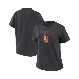 Women's Charcoal New York Mets Oversized Boyfriend T-shirt