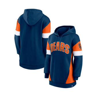 Women's Branded Navy, Orange Chicago Bears Lock It Down Pullover Hoodie