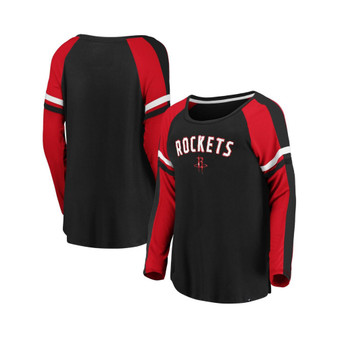 Women's Branded Black and Red Houston Rockets Iconic Flashy Long Sleeve T-shirt
