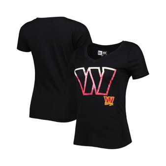 Women's Black Washington Commanders Ink Dye Sideline V-Neck T-shirt