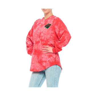 Women's Branded Red Minnesota Wild Crystal-Dye Long Sleeve T-shirt