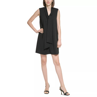 Women's Tie-Neck Sleeveless Shift Dress