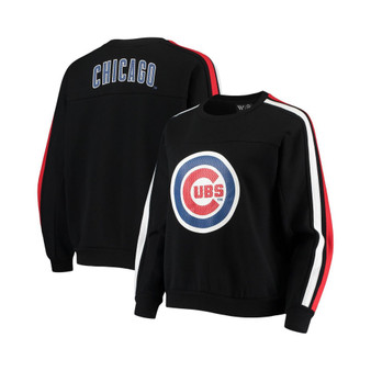Women's Black Chicago Cubs Perforated Logo Pullover Sweatshirt
