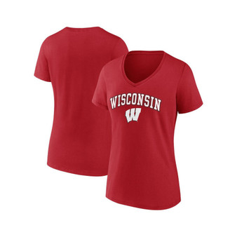 Women's Branded Red Wisconsin Badgers Evergreen Campus V-Neck T-shirt