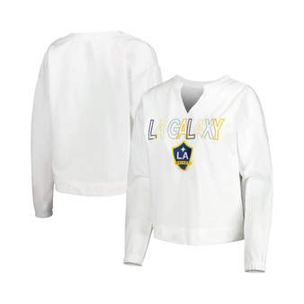 Women's White LA Galaxy Sunray Notch Neck Long Sleeve T-shirt