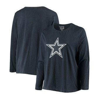 Women's Plus Size Navy Dallas Cowboys Primary Logo Long Sleeve T-shirt
