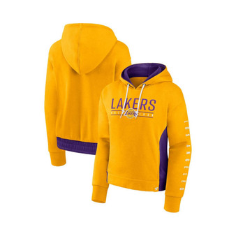 Women's Branded Gold Los Angeles Lakers Iconic Halftime Colorblock Pullover Hoodie