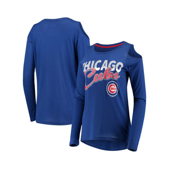 Women's Royal Chicago Cubs Crackerjack Cold Shoulder Long Sleeve T-shirt