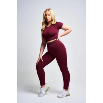 Women's Vora Panel Recycled Seamless Crop Top - Burgundy