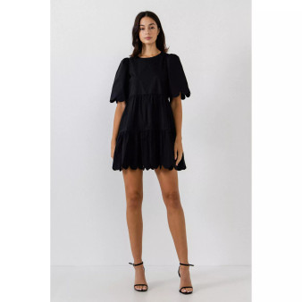 Women's Scallop Detail Mini Dress