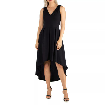 Women's Sleeveless Fit and Flare High Low Dress