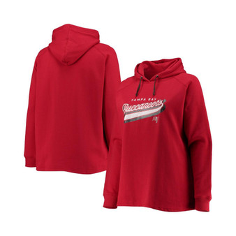 Women's Branded Red Tampa Bay Buccaneers Plus Size First Contact Raglan Pullover Hoodie