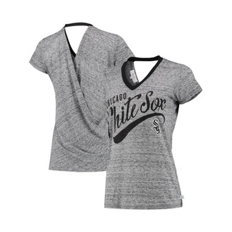 Women's Black Chicago White Sox Hail Mary V-Neck Back Wrap T-shirt