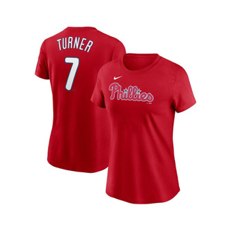 Women's Trea Turner Red Philadelphia Phillies 2023 Name and Number T-shirt