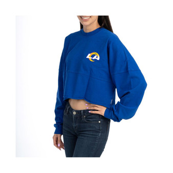 Women's Branded Royal Los Angeles Rams Super Bowl LVI Champions Cropped Long Sleeve T-shirt