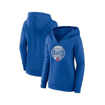 Women's Branded Royal Atlanta Braves Slider Crossover V-neck Pullover Hoodie