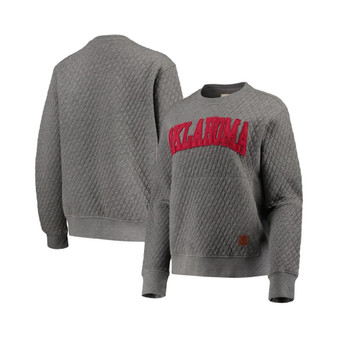 Women's Heather Charcoal Oklahoma Sooners Moose Quilted Pullover Sweatshirt