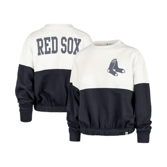 Women's White, Navy Boston Red Sox Take Two Bonita Pullover Sweatshirt