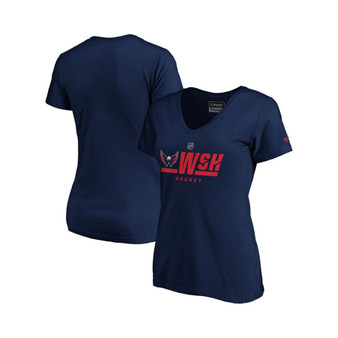 Women's Branded Navy Washington Capitals Authentic Pro Secondary Logo V-Neck T-shirt