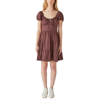 Cap Sleeve Tiered Plaid Dress