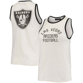 Women's  White and Black Las Vegas Raiders Throwback Pop Binding Scoop Neck Tank Top
