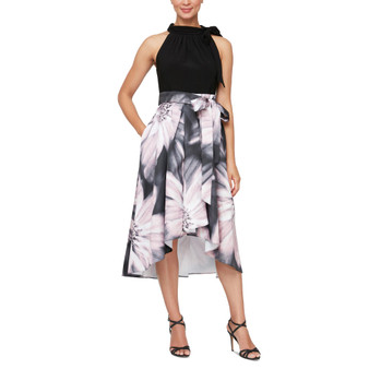 Women's Hi-Low Printed-Skirt Party Dress