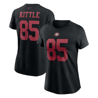 Women's George Kittle Black San Francisco 49Ers Name Number T-shirt