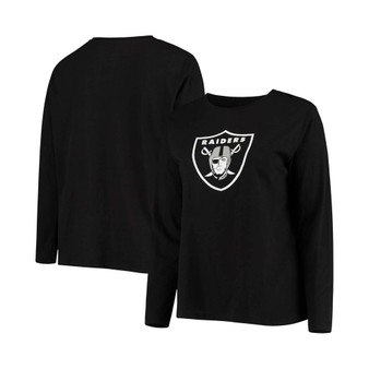 Women's Plus Size Black Las Vegas Raiders Primary Logo Long Sleeve T-shirt