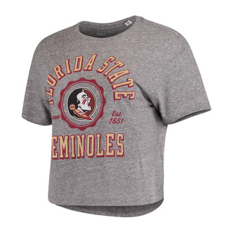 Women's Gray Florida State Seminoles Bishop Tri-Blend Knobi Crop T-shirt