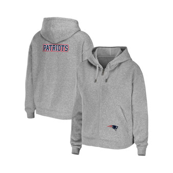 Women's Heathered Gray New England Patriots Team Full-Zip Hoodie