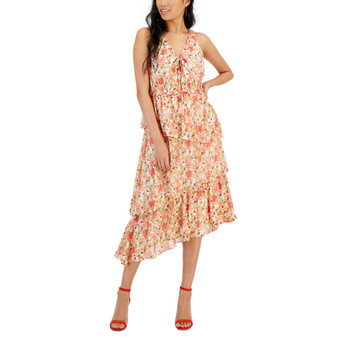 Women's Floral-Print Tiered Midi Dress