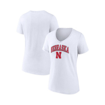 Women's Branded White Nebraska Huskers Evergreen Campus V-Neck T-shirt