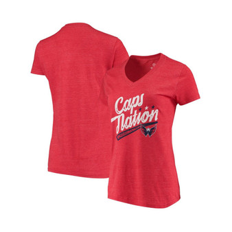 Women's Branded Red Washington Capitals Caps Nation Tri-Blend V-Neck T-shirt