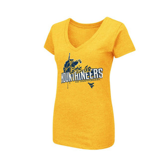 Women's Gold West Virginia Mountaineers 2022 V-Neck Fan T-shirt
