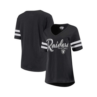 Women's Black Las Vegas Raiders Triple Play V-Neck T-shirt