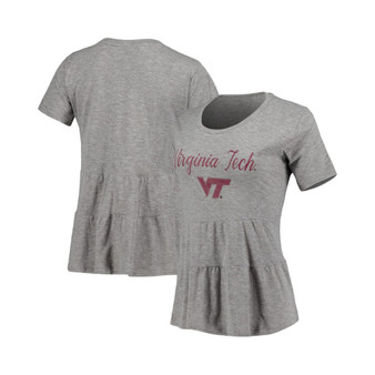 Women's Gray Virginia Tech Hokies Willow Ruffle-Bottom T-shirt