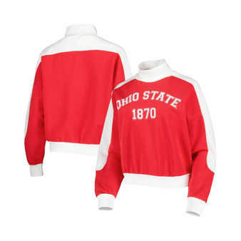 Women's Red Ohio State Buckeyes Make it a Mock Sporty Pullover Sweatshirt