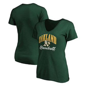 Women's Green Oakland Athletics Victory Script V-Neck T-shirt