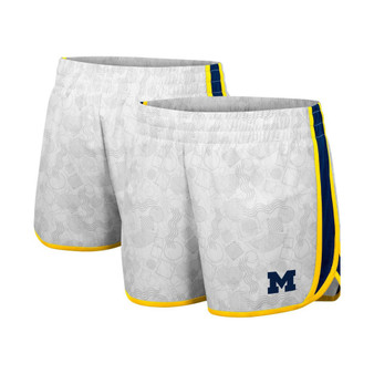 Women's White, Navy Michigan Wolverines The Plastics Geo Print Shorts